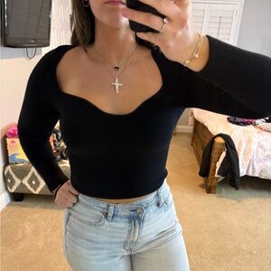 DO+BE Black Ribbed Knit Top